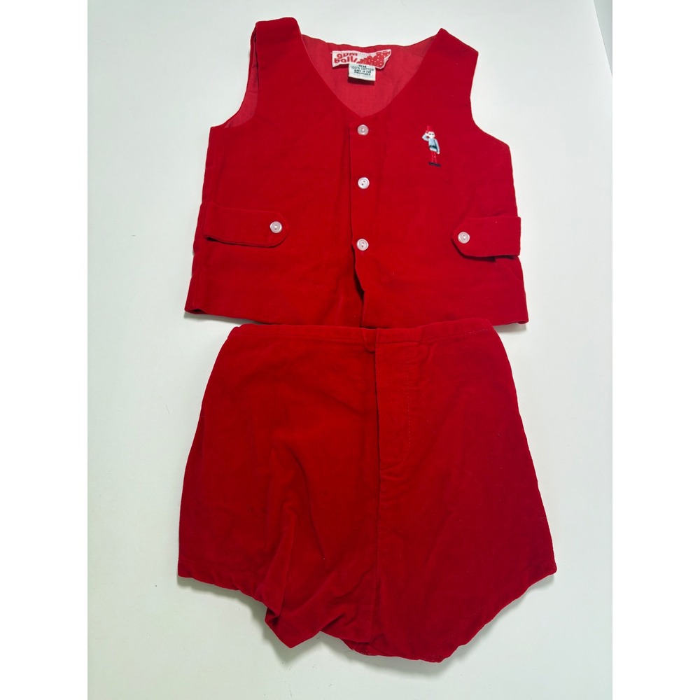 Vintage Gum Balls Red Velvet Vest and Shorts Set 9M Toy Soldier Holiday Outfit